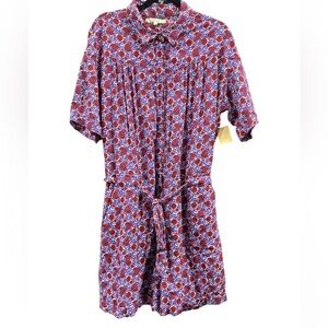 Xirena Boutique Purple Red Floral Bohemian Print Grady Romper Size Large
